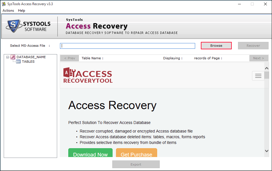 browse MS Access database file