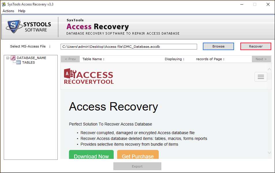 recover access database
