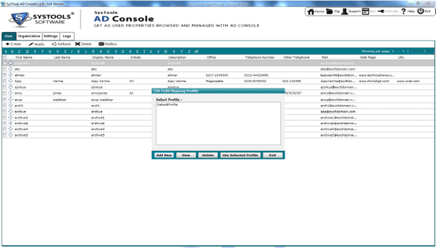 CSV Field Mapping Profile Window