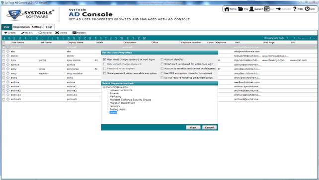 set account property in AD console Software