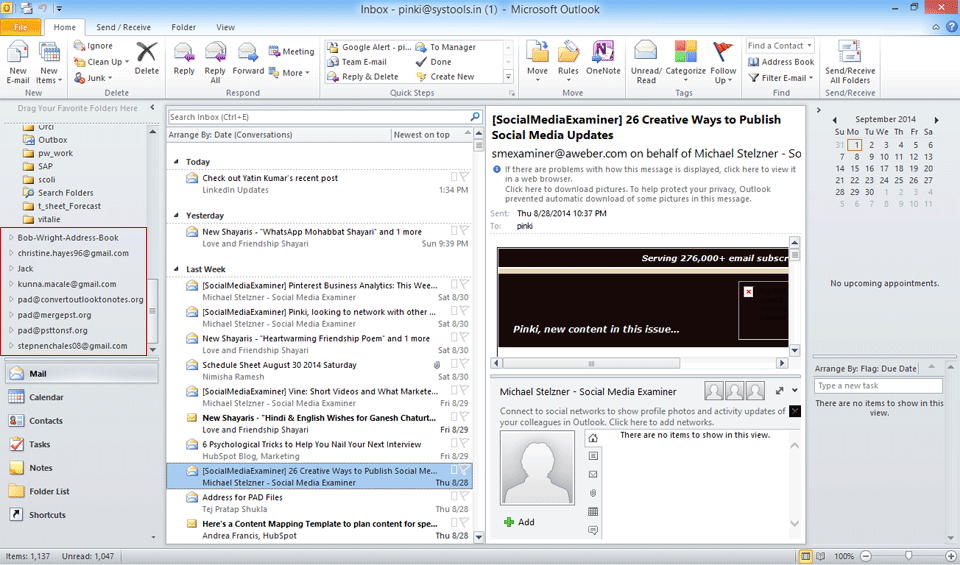 open Outlook PST file