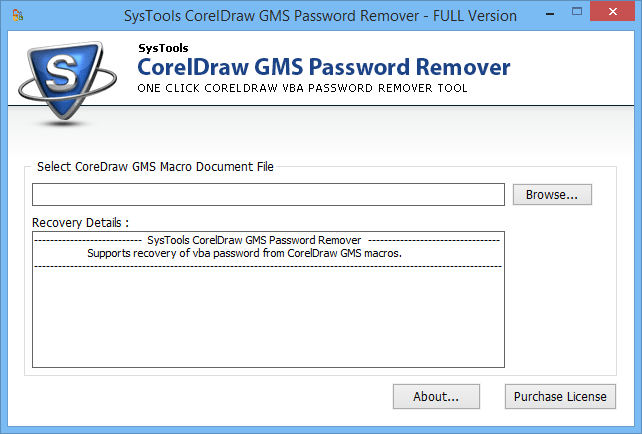 Run the Coreldraw gms password recovery tool