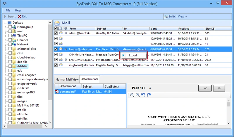 Selected dxl file to msg file convert
