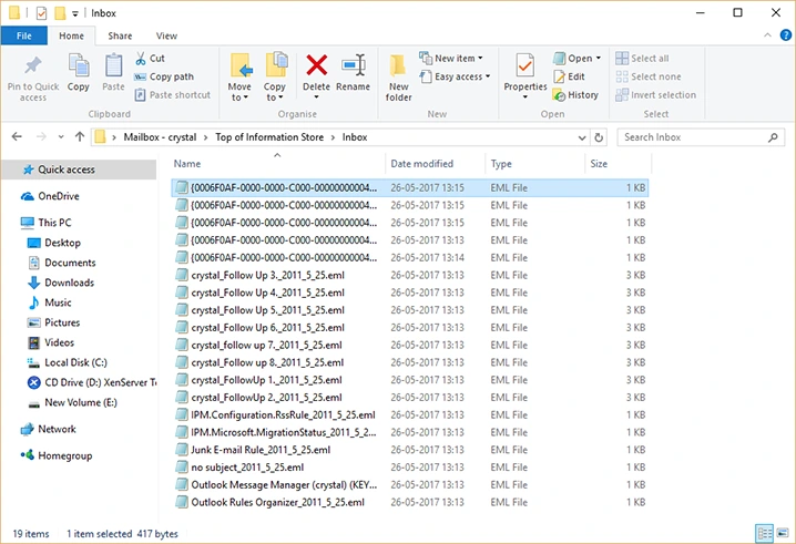 view exchange edb files in eml format