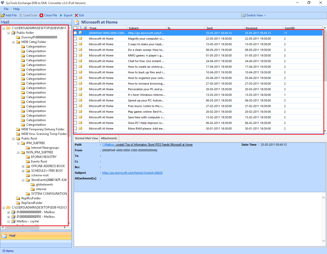preview edb file