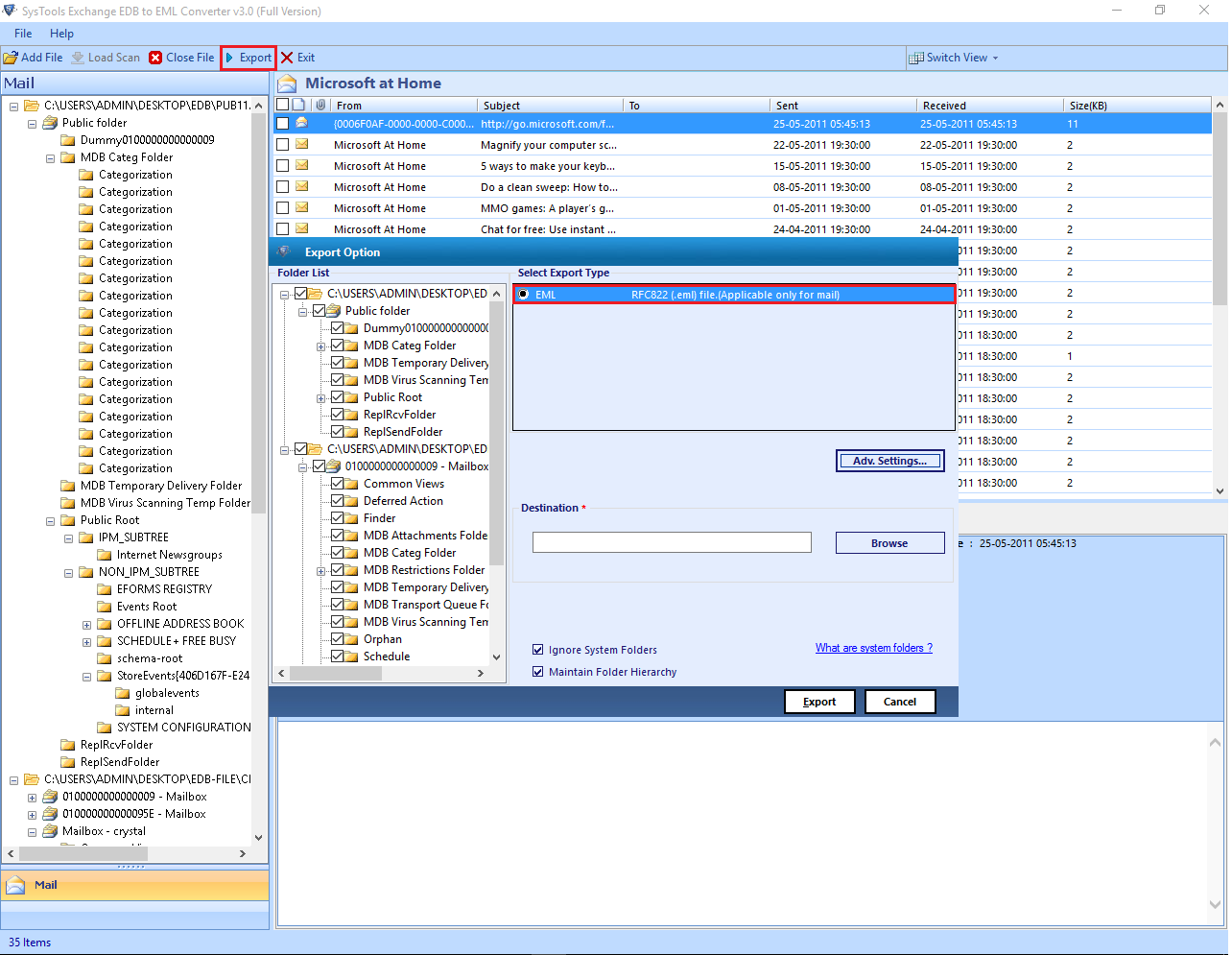 selecting the exchange storage type