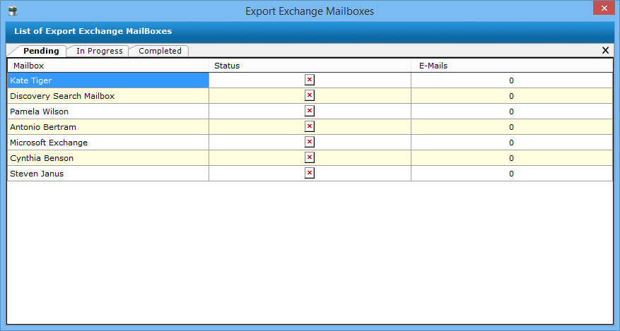 list of exported exchange data