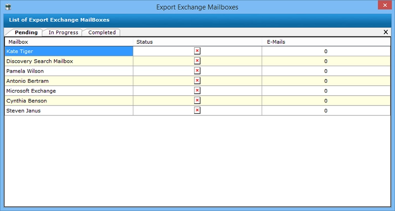 list of exported exchange data