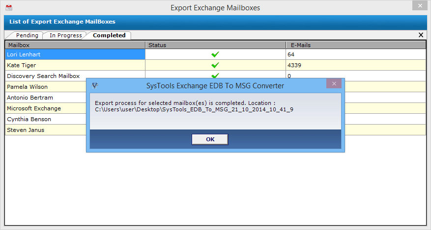 Summary section will display