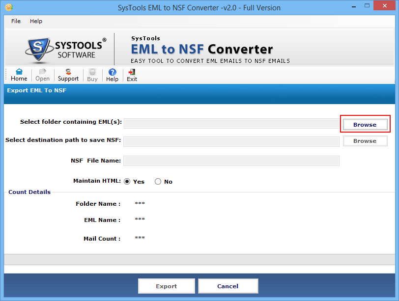 select EML file