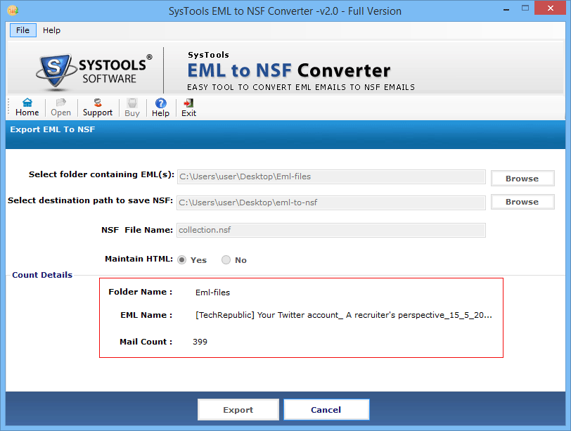 EML file details