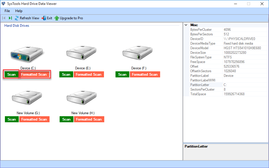 open hard disk