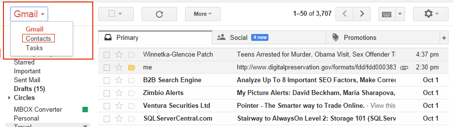 Open Gmail Account for Import contacts