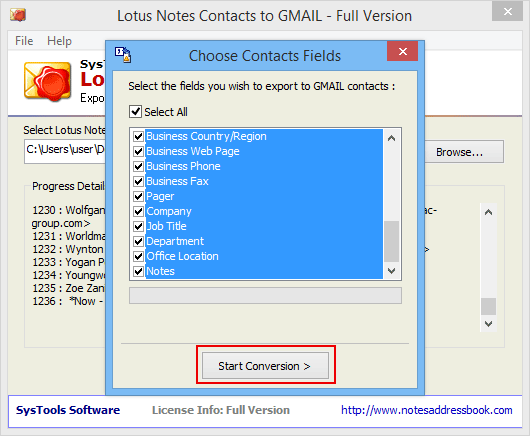 export notes contacts to csv