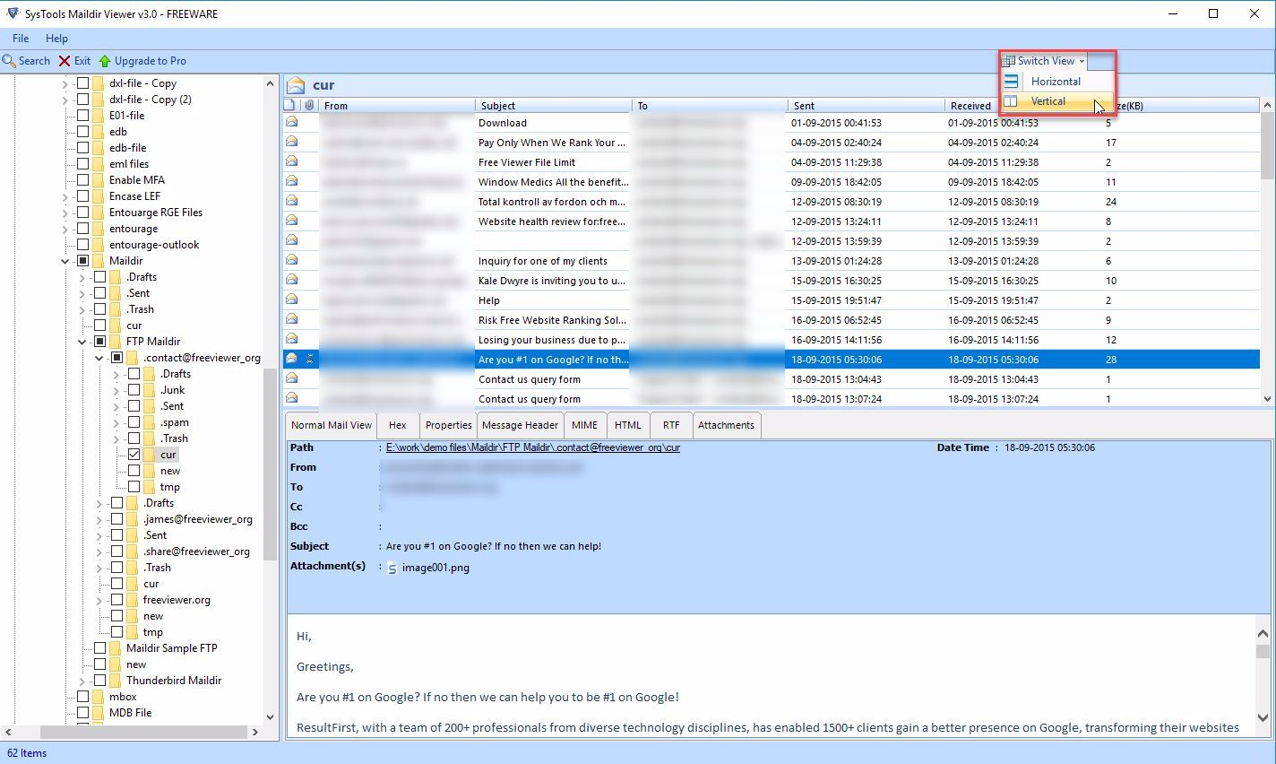 Maildir Reader Tool Open and Read Maildir & Maildir++ Files