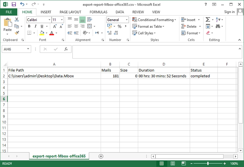 open the report in csv format