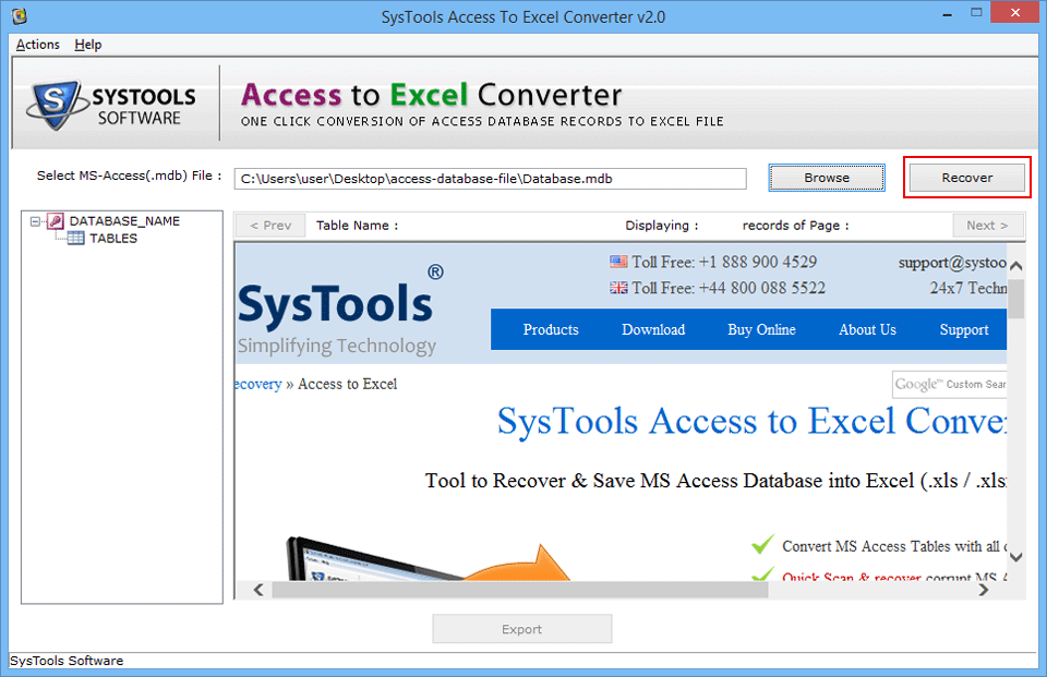 export from access file to excel
