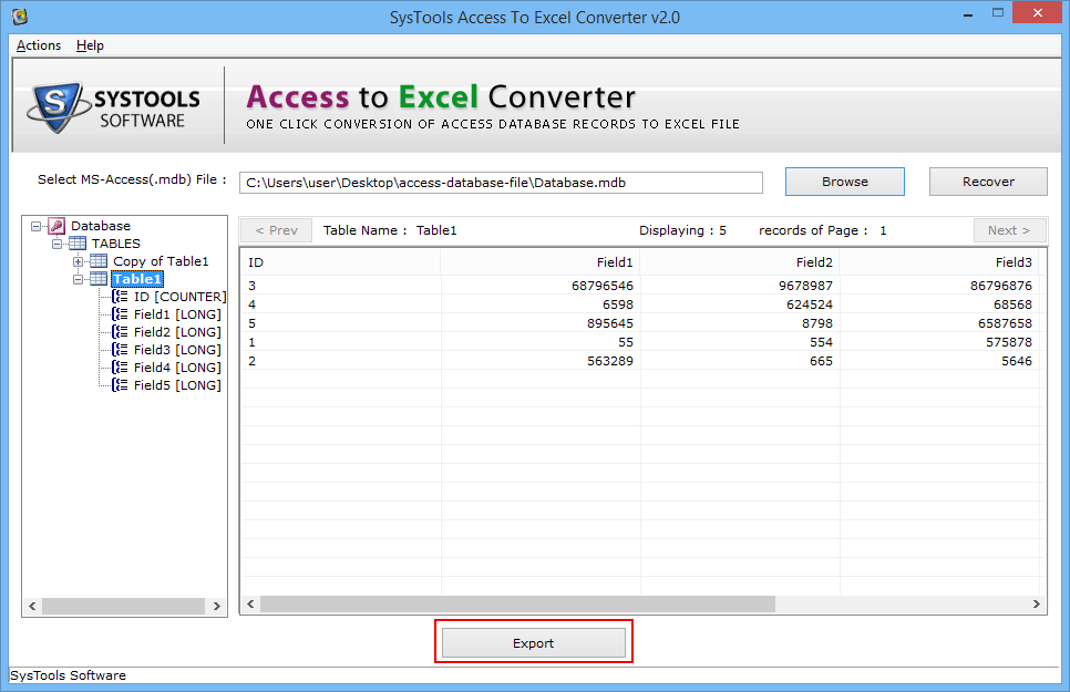 convert mdb file to xlsx