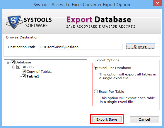 export acces data table to excel
