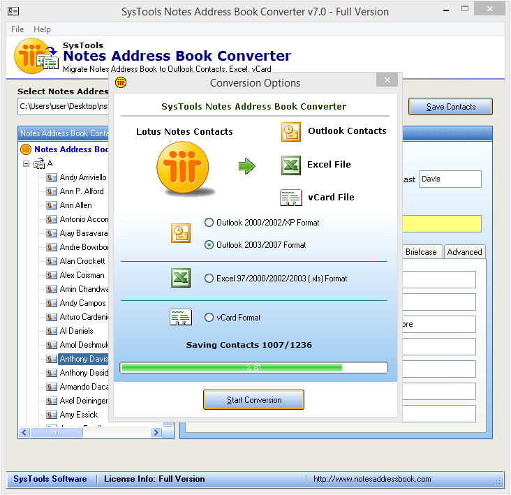 changing Lotus Notes contacts file