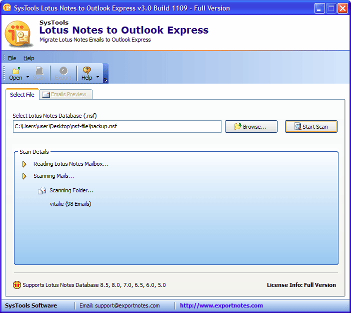 scan lotus notes emails