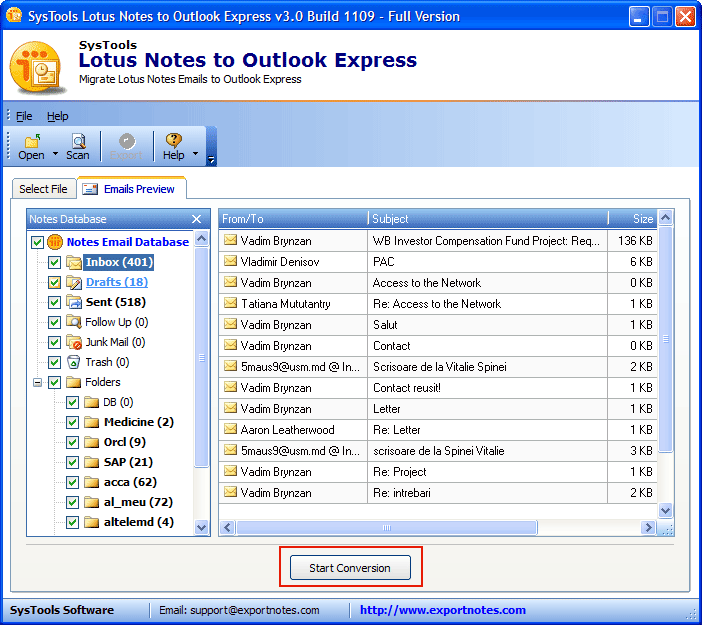 preview lotus notes mails