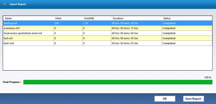 store the export report file locally