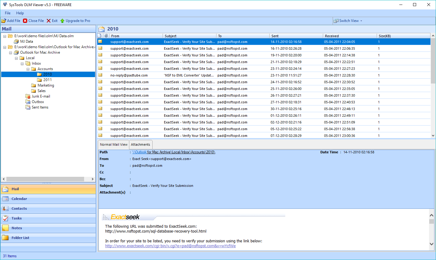 Delete after Download olm files