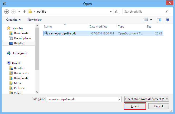 open or repair odt file