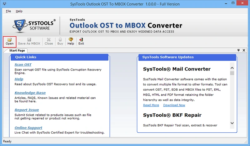 select open option to convert OST to Mac mail