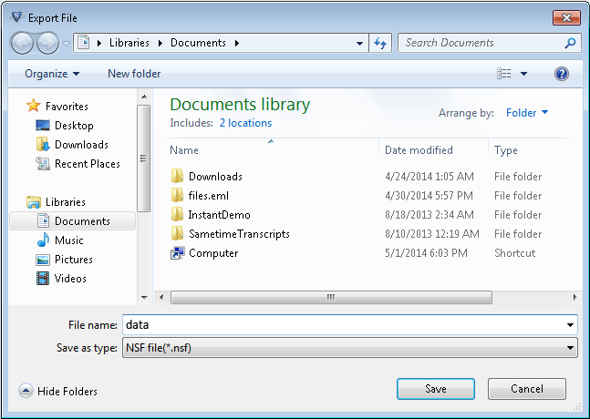 save as NSF