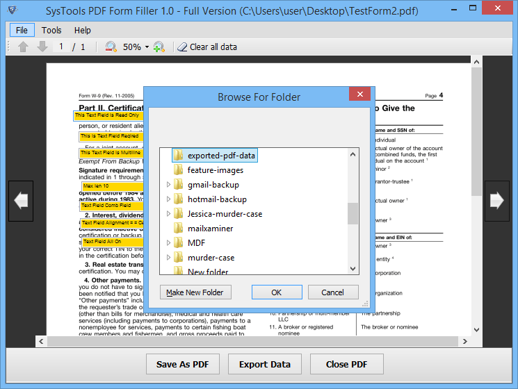 Save PDF form