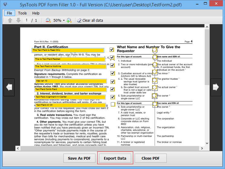 Save PDF Form as PDF format