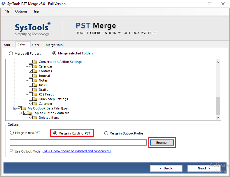 merge 2 pst files