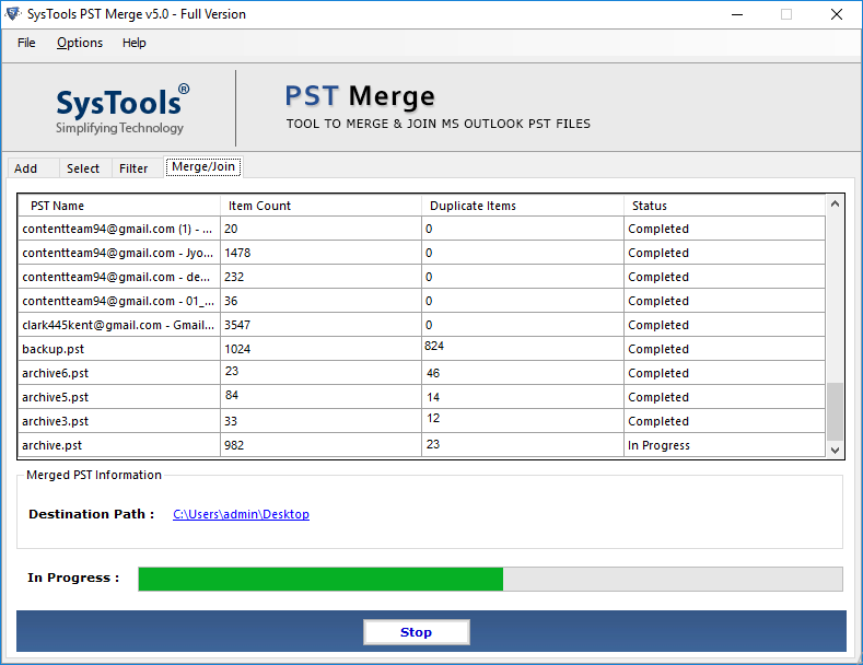 merge two outlook pst files