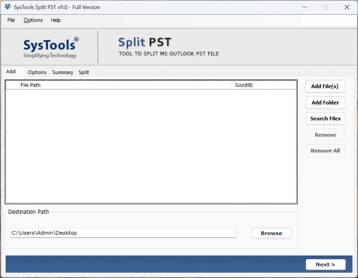 split PST file