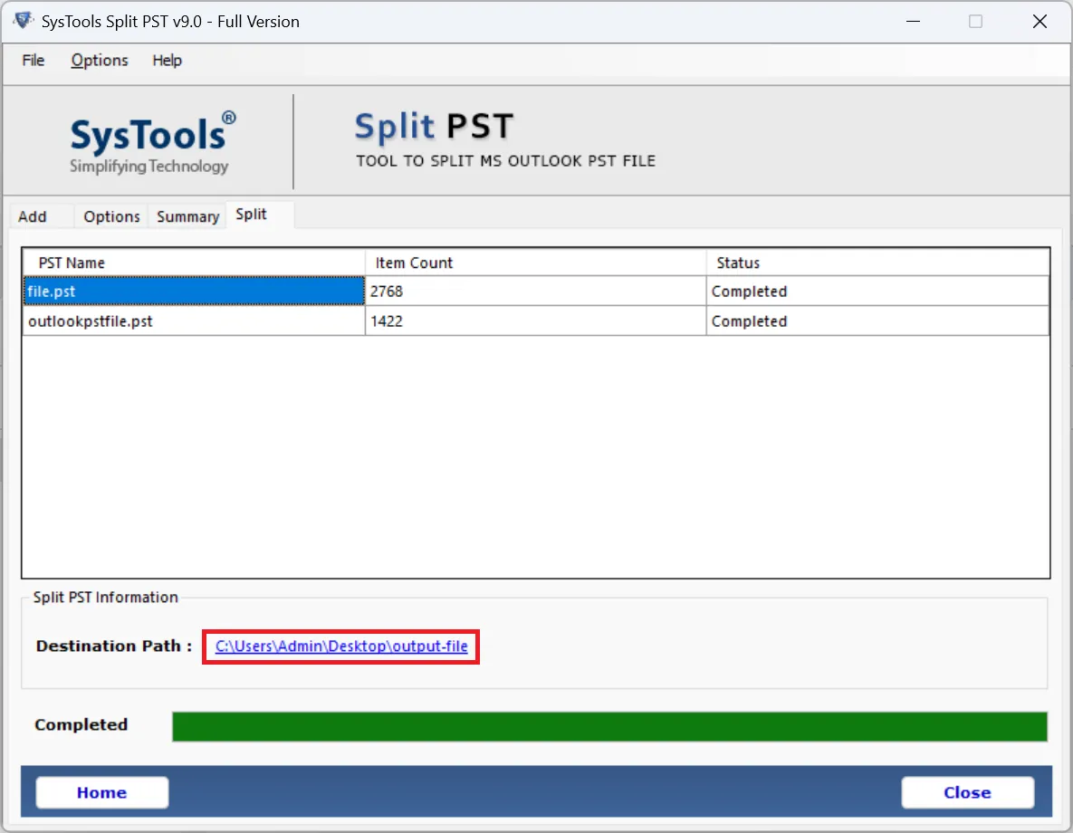 split pst file without outlook