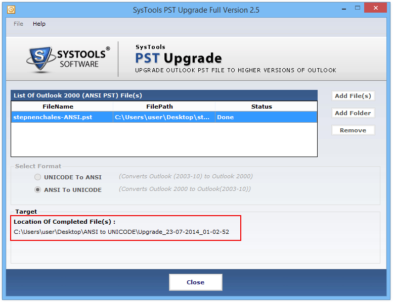 PST File name with its location