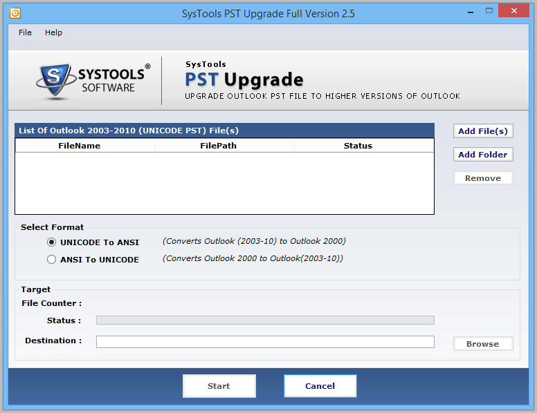 import ansi pst to unicode pst