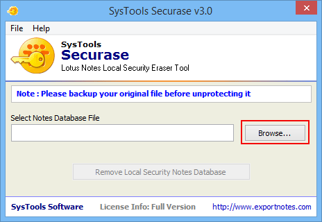 Lotus Notes Local Security Removal software