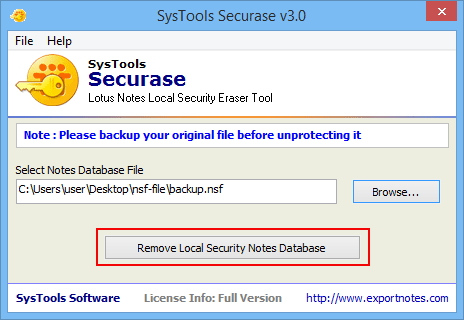 click on local security button to Decrypt Lotus Notes Local Security