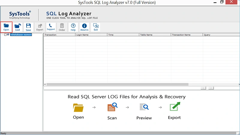 how to open sql server database transaction log file (.ldf)