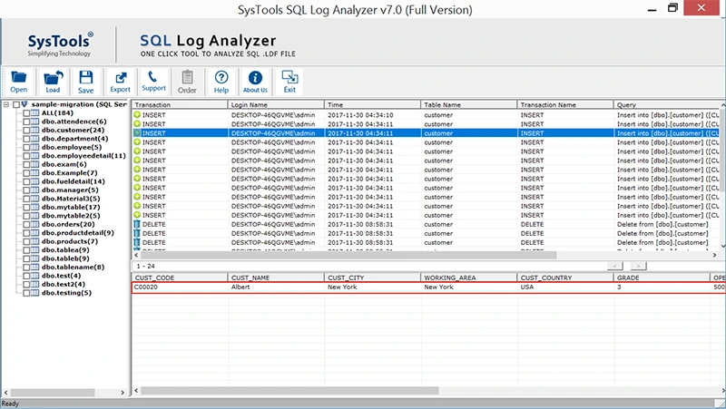 view contents of ldf file