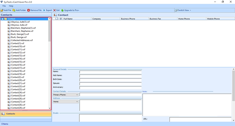 transferring vcard to pst file format