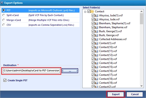 vcard vcf to csv converter software report