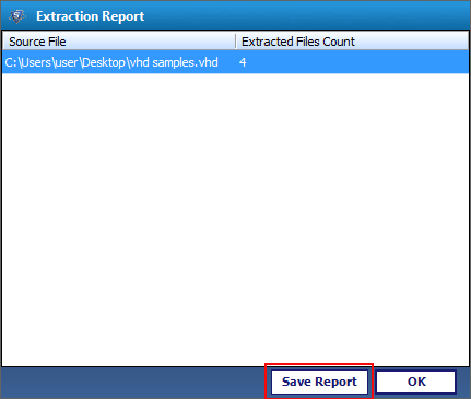 Extraction Report in CSV format