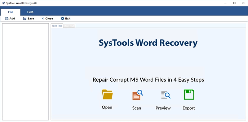 Open ms word Recovery Tool