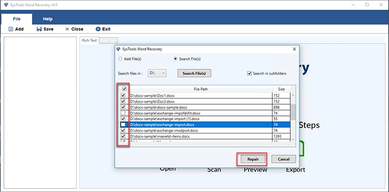 Word Document Recovery Modes