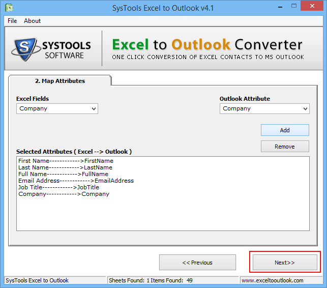 export xls to outlook contacts